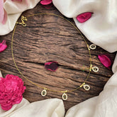 Vriksham Elegant 5 Pear Pendant Invisible Chain-White Green-G20616